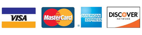 Accepted credit cards: Visa, MasterCard, American Express, and Discover